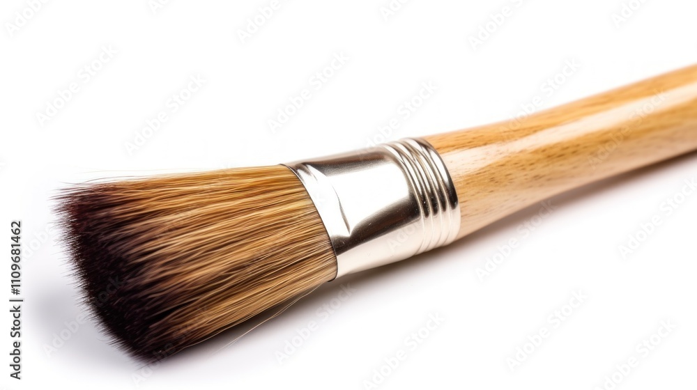 High-Quality Wooden-Handled Paint Brush, Close-Up Studio Shot High-Quality Wooden-Handled Paint Brush, Close-Up Studio Shot