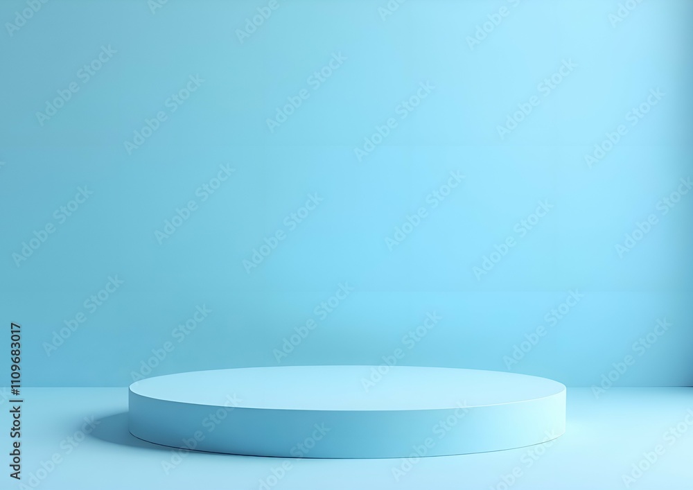 Round podium with empty place for your product. Light blue background. Round podium with empty place for your product. Light blue background.