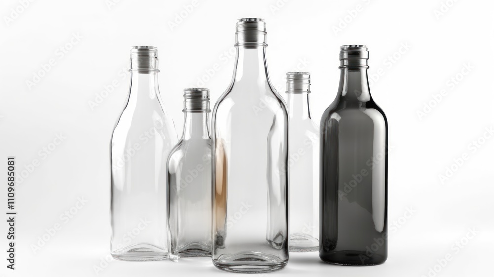 Collection of Empty Glass Bottles: A Study in Shape and Transparency Collection of Empty Glass Bottles: A Study in Shape and Transparency