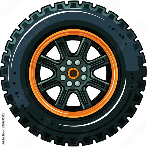 An illustration of a 4x4 mud terrain tire