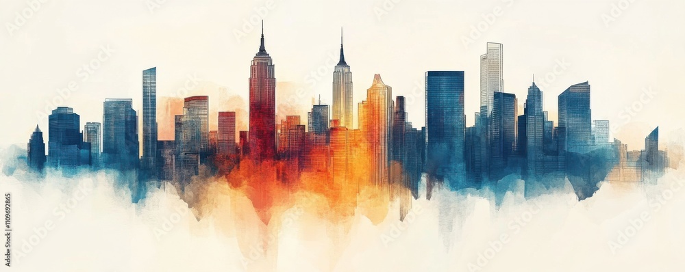 Abstract city skyline with geometric and colorful shapes Abstract city skyline with geometric and colorful shapes