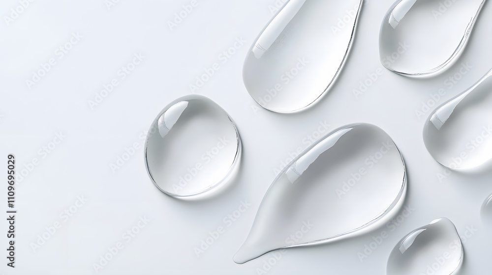 Realistic spread of hyaluronic acid in a thin layer on a white background, highlighting its smooth Realistic spread of hyaluronic acid in a thin layer on a white background, highlighting its smooth