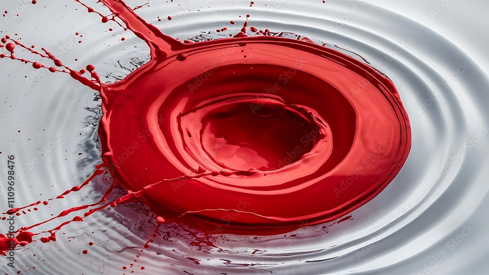 Fototapeta premium Red paint splash in water, isolated on white