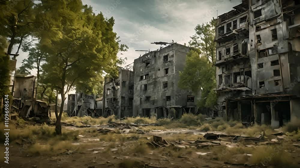 The ruins of a city after a war The ruins of a city after a war