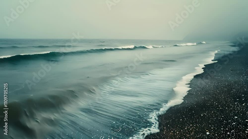 Ocean Waves Crashing on Sandy Shore