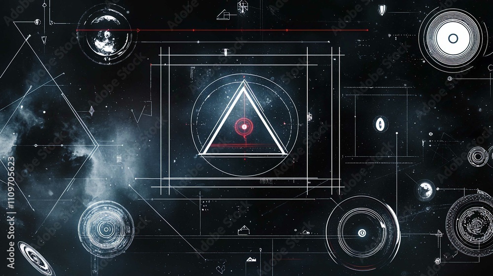 Fototapeta premium Futuristic Technology and Science Wallpaper with Digital Geometry and Fractal Patterns