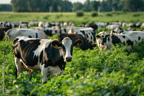 Wallpaper Mural Herd of cows at summer green field  Herd of cows at summer green field Torontodigital.ca