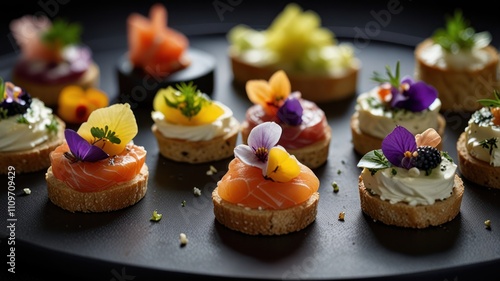 Gourmet Canapés with Edible Flowers