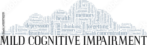 Mild Cognitive Impairment MCI word cloud conceptual design isolated on white background.