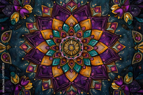 Wallpaper Mural Colors swirl in a vibrant floral mandala, radiating joy and tranquility Torontodigital.ca