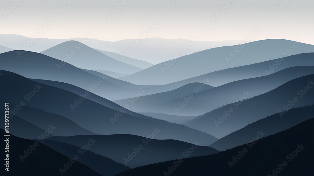 Obraz premium The mountains are covered in a thick blanket of fog