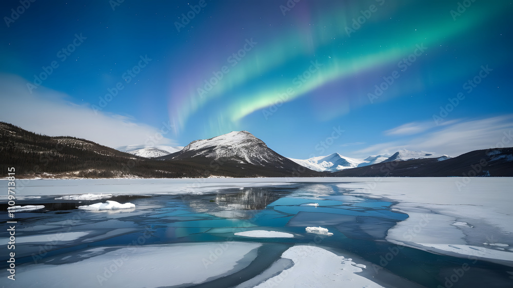Frozen tundra with clear skies and auroras. Frozen tundra with clear skies and auroras.