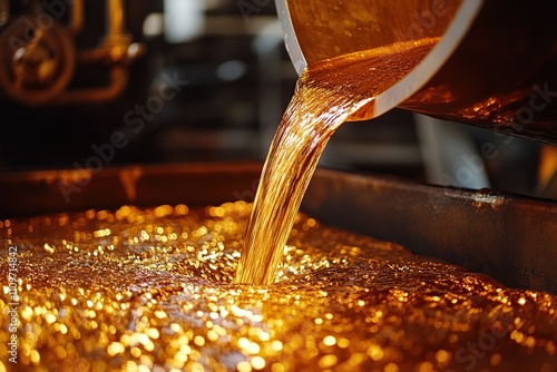 Tank pours liquid metal photo