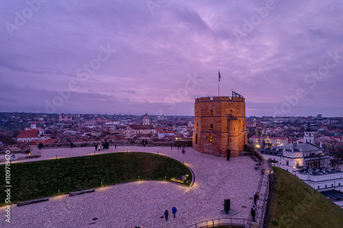 Aerial viewn of Vilnius old town, Gediminas Castle Tower, Lithuania photo