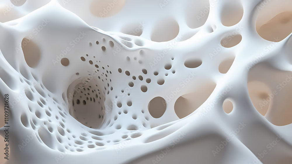 Abstract white organic structure with holes and openings, creating a labyrinthine and porous design. Labyrinthine. Illustration Abstract white organic structure with holes and openings, creating a labyrinthine and porous design. Labyrinthine. Illustration