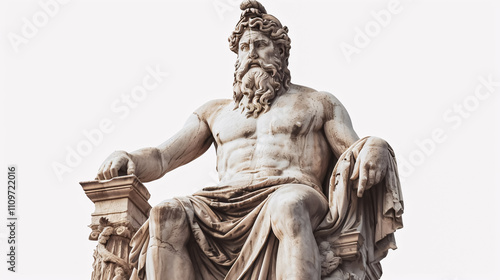 Statue of Zeus at Olympia (Greece) on white background