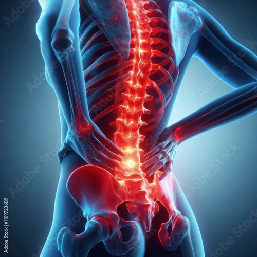 Lower Back Pain Anatomy Medical Illustration of Spinal Column Pelvis