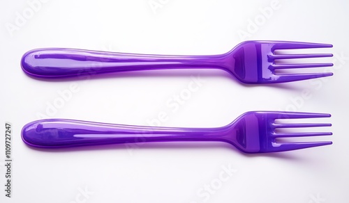 Two purple wooden forks on a transparent background, image.