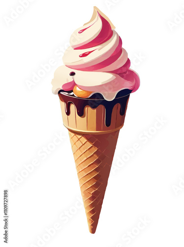 ice cream cone isolated cartoon vector illustration