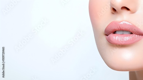 Flawless Skin Close Up of a Radiant and Elegant Model on a Clean White Background photo