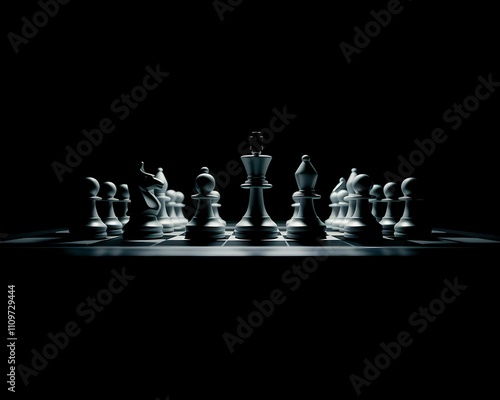 chess pieces on a chessboard heighlights