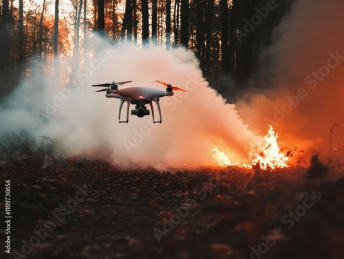 A firefighting drone assisting in an emergency