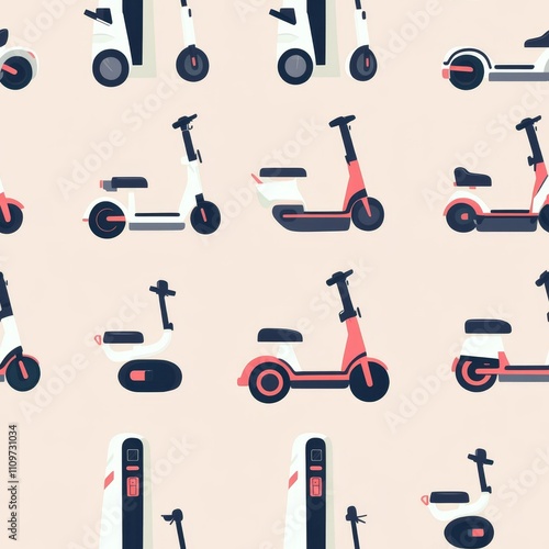Wallpaper Mural Electric Scooter Pattern Design Torontodigital.ca