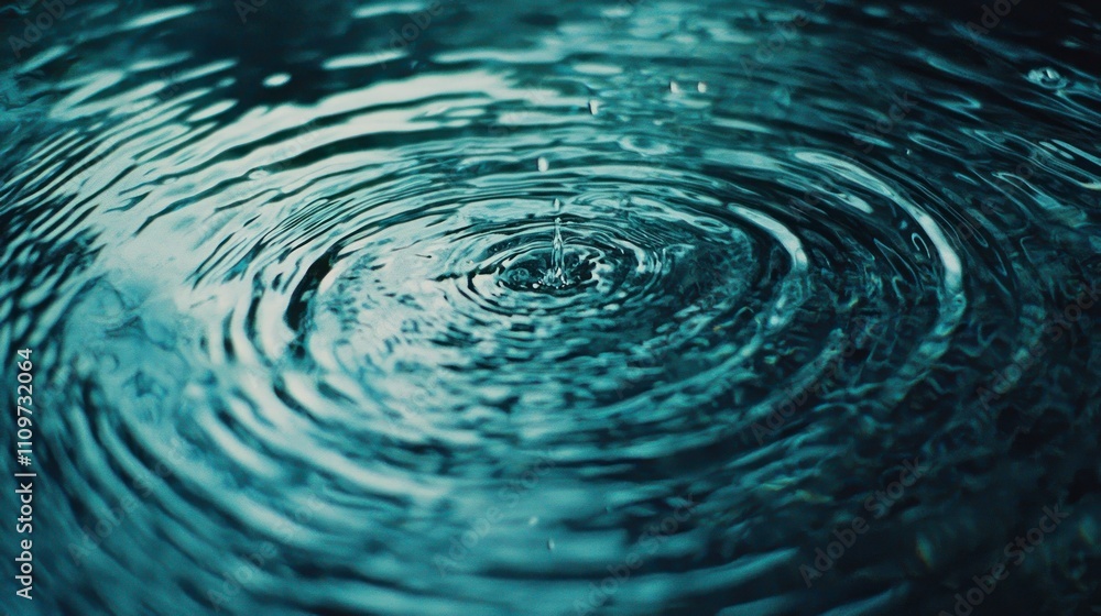 Close-up of water ripples with a dark blue and teal tone Close-up of water ripples with a dark blue and teal tone