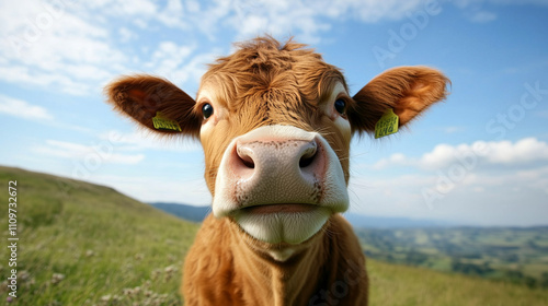 cute cow looking into the camera photo