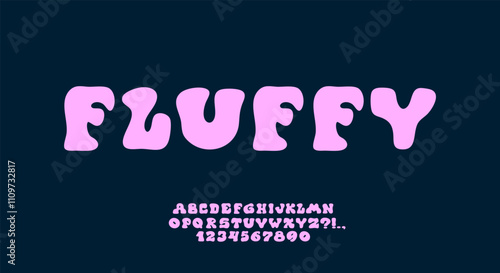 Bubble font. Typeface with balloon effect. Y2K alphabet. Wavy groovy letters. Bold typescript. Rounded font. Plump alphabet