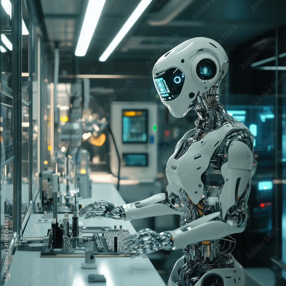 The moment AI becomes self-aware in a high-tech The moment AI becomes self-aware in a high-tech