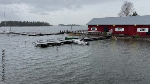Swaying Dock Surrounded by a Gloomy Waterscape View with Beautiful Scenery