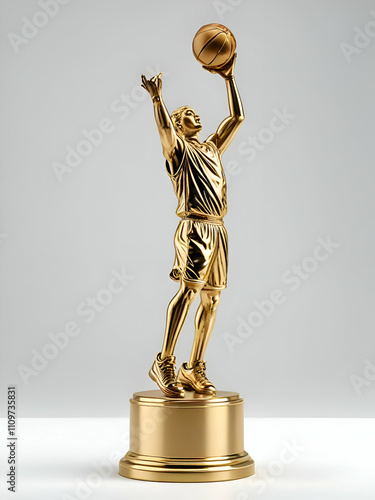 Gold basketball player trophy isolated