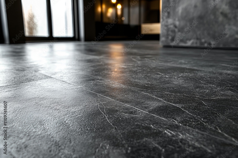 Obraz premium Modern Polished Dark Tile Flooring