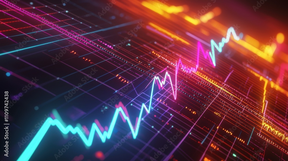 Futuristic 3D Line Graph Illustrating 2024 Tech Market Trends for Finance Visualization Futuristic 3D Line Graph Illustrating 2024 Tech Market Trends for Finance Visualization