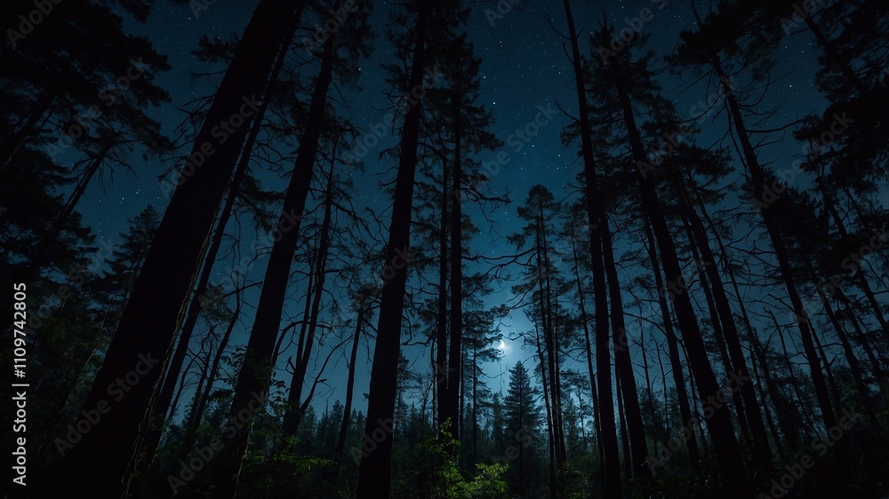 Night forest with moonlight Night forest with moonlight