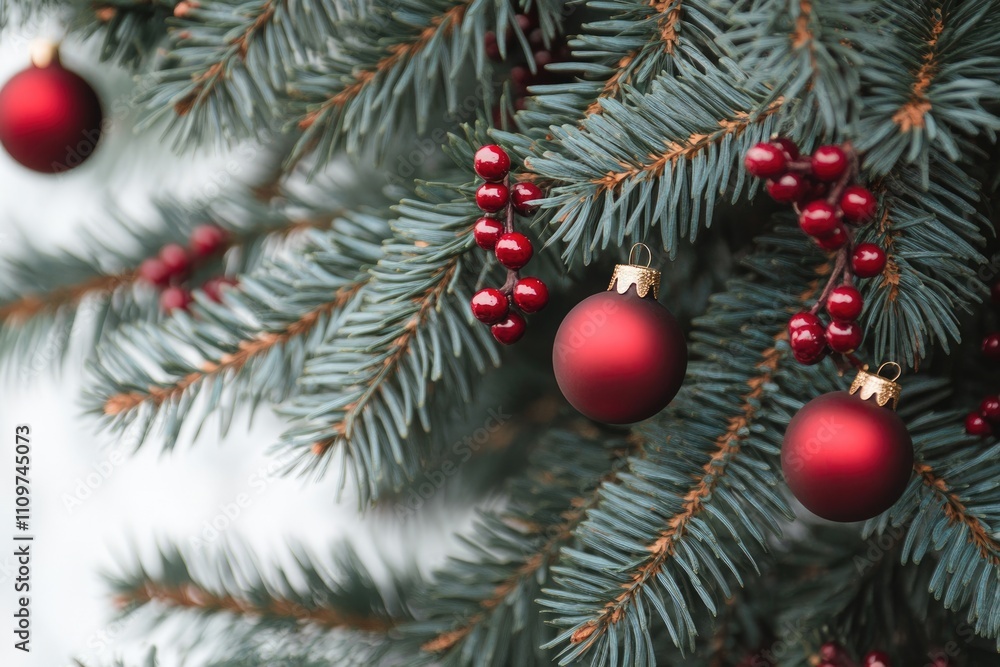 Festive Christmas Backdrop with Space for Custom Text, Featuring Blue Holiday Decor and Decorative Garlands