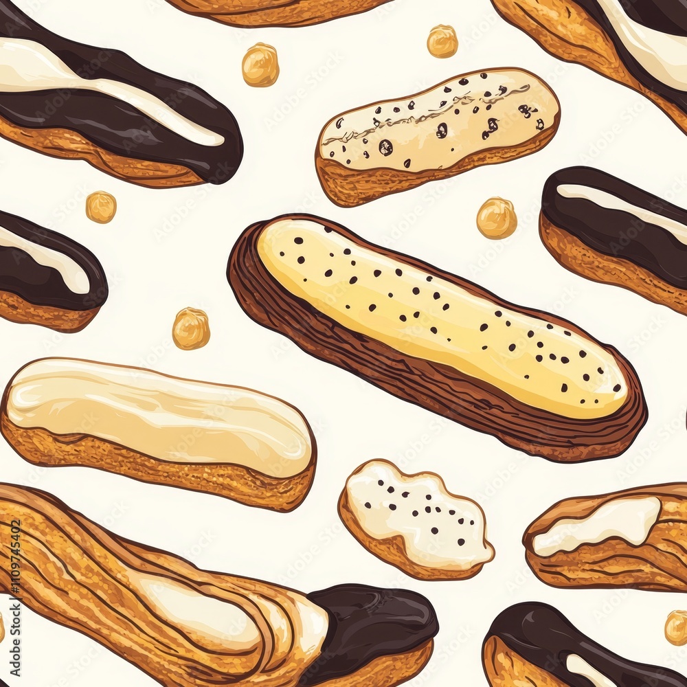A Delightful Pattern of Exquisite French Pastries A Delightful Pattern of Exquisite French Pastries