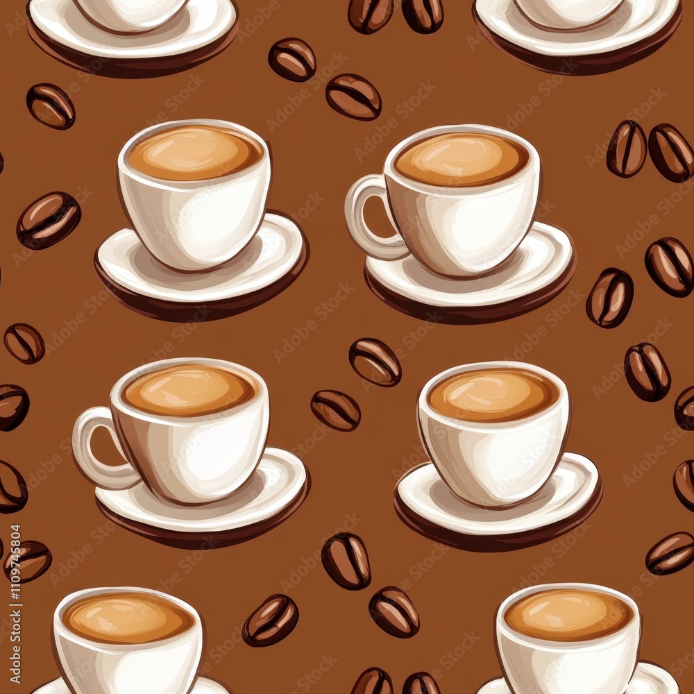 Obraz premium Coffee Cups Pattern Background