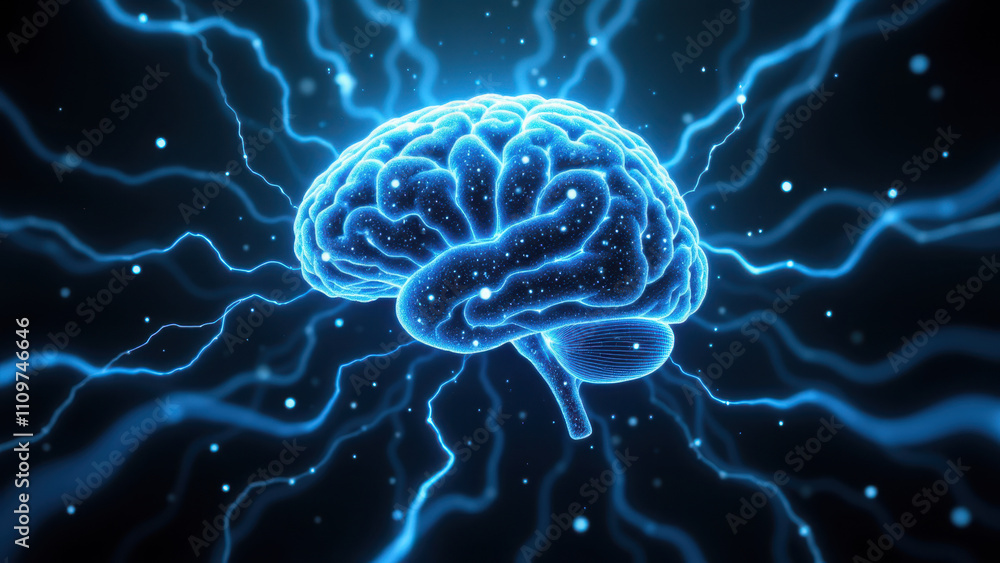 Illustration of a human brain with AI-like blue lightning effects emanating from it, symbolizing artificial general intelligence. Illustration of a human brain with AI-like blue lightning effects emanating from it, symbolizing artificial general intelligence.