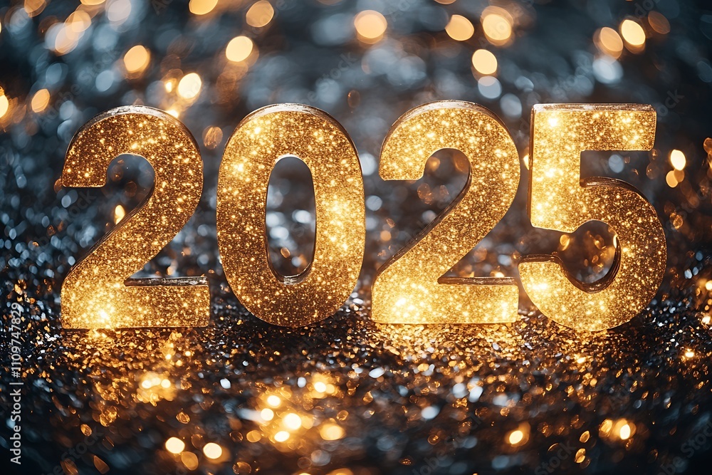 Number Made Out of Gold Glitter 2025 Happy New Year.
Number Made Out of Gold Glitter 2025 Happy New Year.