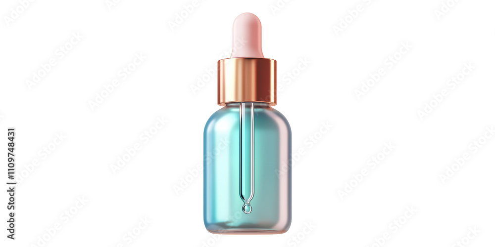 Dropper Bottle With Light Blue Serum Isolated on Transparent Background Dropper Bottle With Light Blue Serum Isolated on Transparent Background
