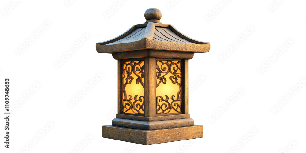 Bronze Lantern With Intricate Patterns Isolated on Transparent Background Bronze Lantern With Intricate Patterns Isolated on Transparent Background