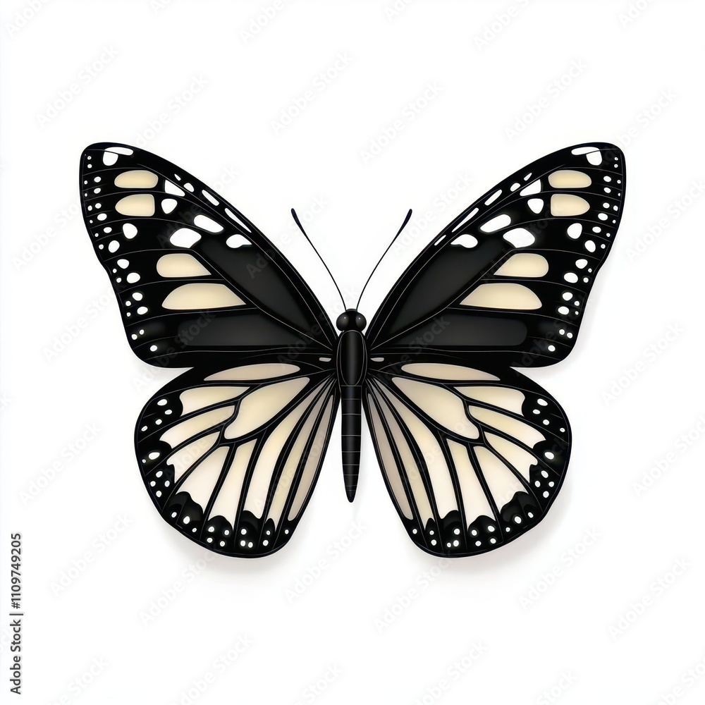 Obraz premium a monochrome butterfly clipart, minimal outline, black vector, isolated on white background