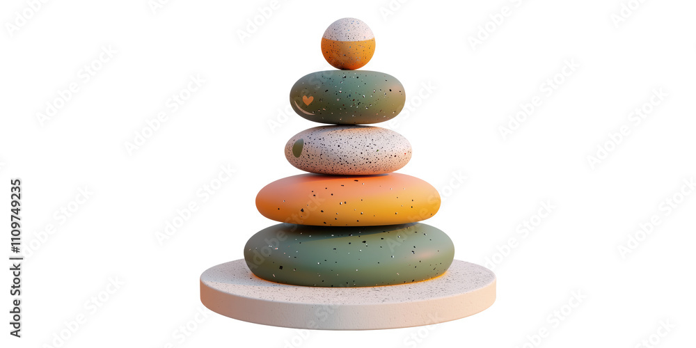 Zen Stone Stack With Multicolored Smooth Surfaces Isolated on Transparent Background Zen Stone Stack With Multicolored Smooth Surfaces Isolated on Transparent Background