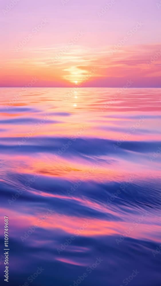 Sunset over the ocean with waves and a bright orange sky Sunset over the ocean with waves and a bright orange sky