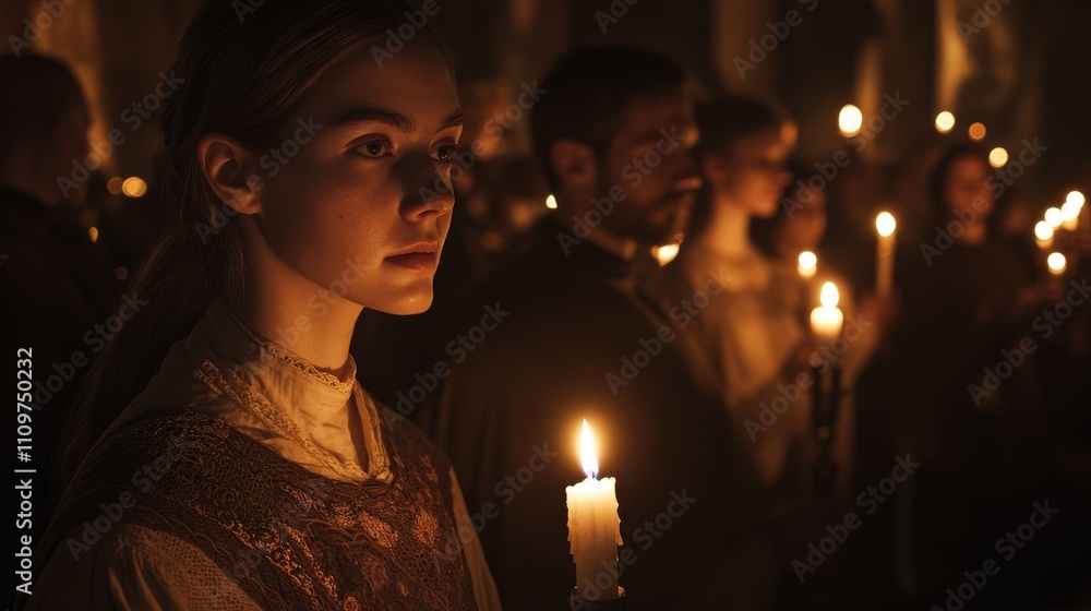 A somber gathering lit by candles, with individuals holding them, reflecting moments of unity and remembrance. A somber gathering lit by candles, with individuals holding them, reflecting moments of unity and remembrance.