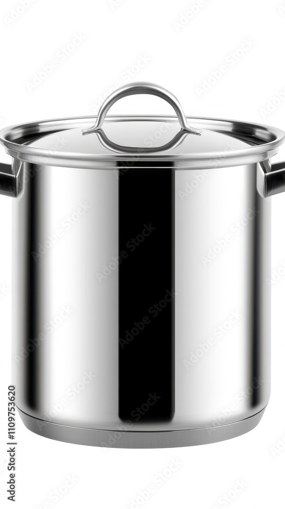 Sleek Stainless Steel Pot Shines Against a Clear Backdrop for Modern Culinary Elegance Sleek Stainless Steel Pot Shines Against a Clear Backdrop for Modern Culinary Elegance