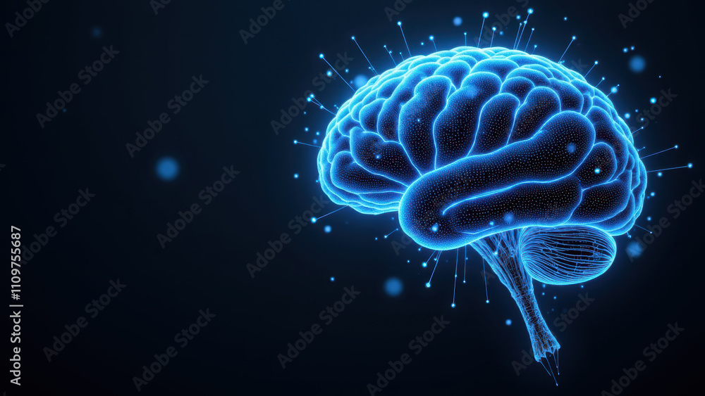 Illustration of an AI brain with data streaming through it. Illustration of an AI brain with data streaming through it.