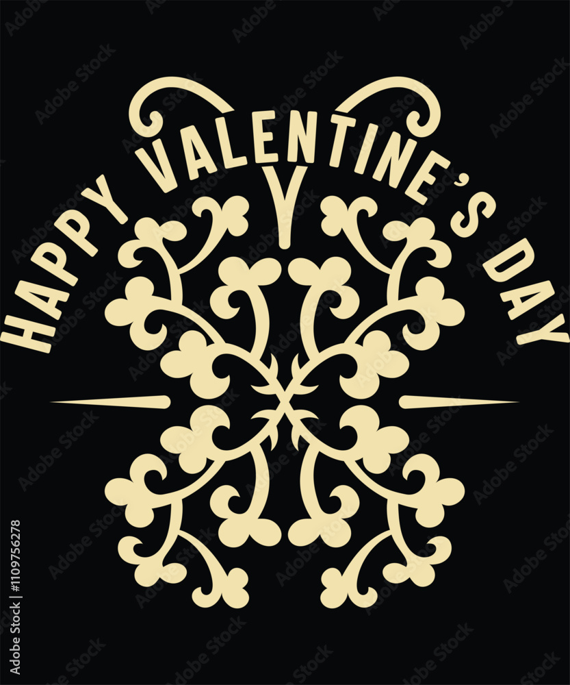 Happy Valentine's Day Floral Art Design Happy Valentine's Day Floral Art Design